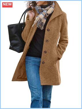 Womens Wool Blend Long Trench Coat Winter Single Breasted Pea Coat